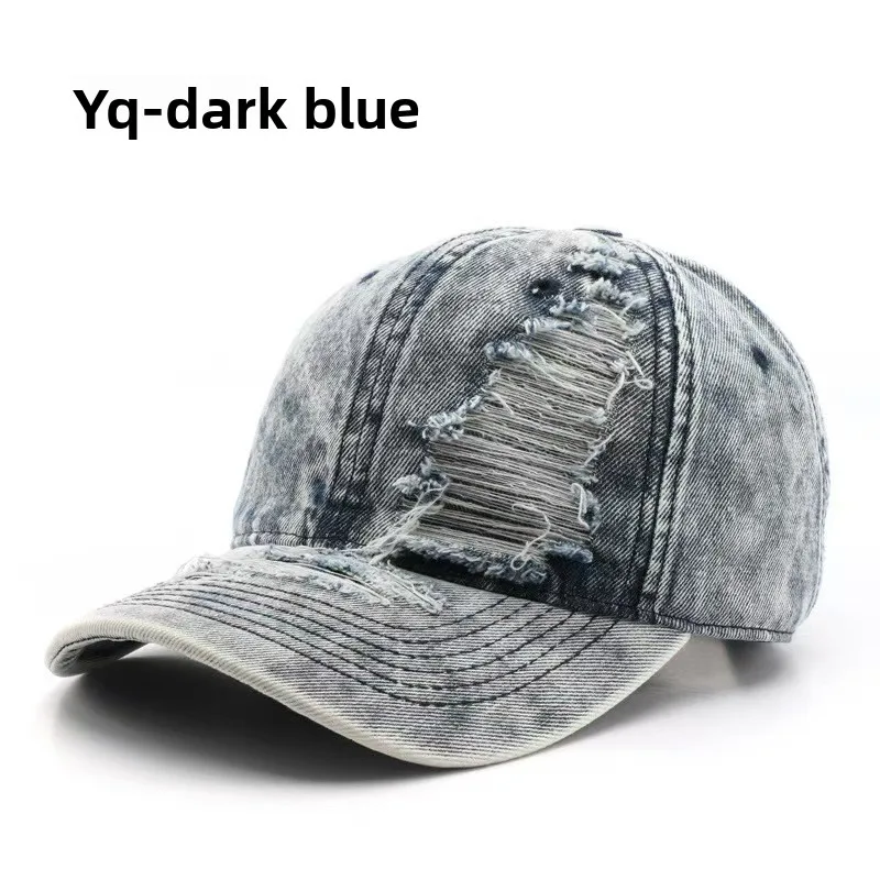 Retro-style women’s spring and autumn plain color, frayed-edge, water-washed, flat-brimmed hat; outdoor men’s baseball cap. 8 S6b82bddef96943db9ea921b17ee025ff1