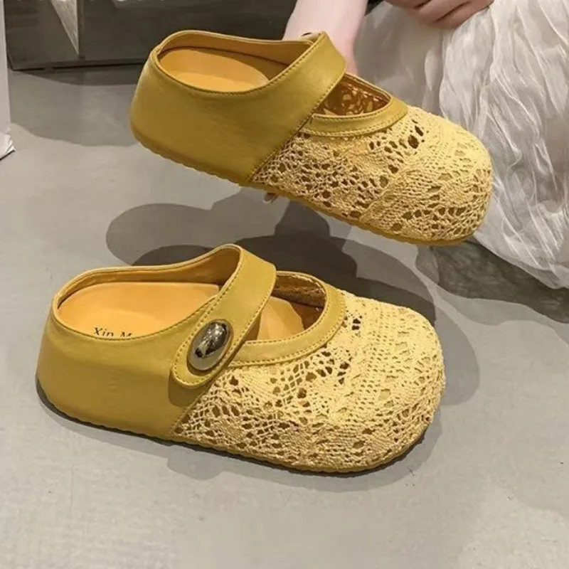 Сетчатые кружевные тапочки на платформе, туфли-лодочки, женские сандалии на плоской подошве, трендовые летние пляжные шлепанцы 2025 года, удобные шлепанцы, сандалии
Сетчатые кружевные тапочки на платформе, туфли-лодочки, женские сандалии на плоской подошве, трендовые летние пляжные шлепанцы 2025 года, удобные шлепанцы, сандалии