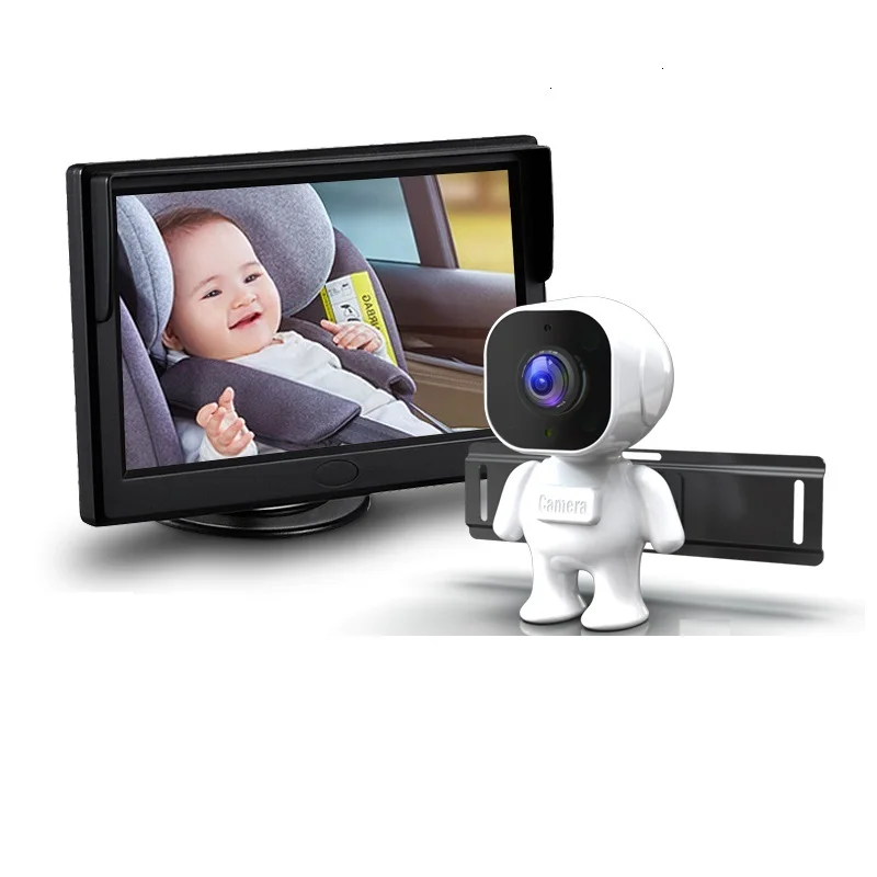 5.0 Inch Car Baby Mirror Monitor Screen with Night Vision Lovely Robot Shape Camera