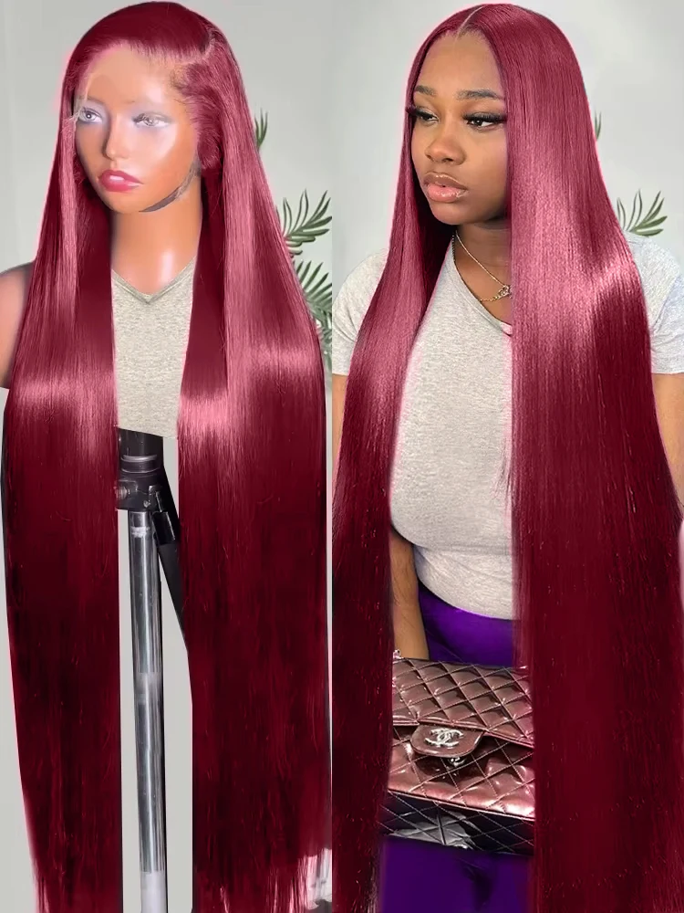 99j Burgundy Lace Front Human Hair Wig 34 Inch 13x6 Straight Lace Frontal Wigs HD Transparent Lace Colored Red Wig For Women
99j Burgundy Lace Front Human Hair Wig 34 Inch 13x6 Straight Lace Frontal Wigs HD Transparent Lace Colored Red Wig For Women