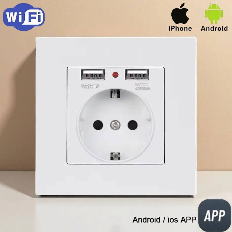 Home Smart Socket, USB Charging Socket With Dual USB Ports. WIFI control, Supporting IOS And Android
Home Smart Socket, USB Charging Socket With Dual USB Ports. WIFI control, Supporting IOS And Android