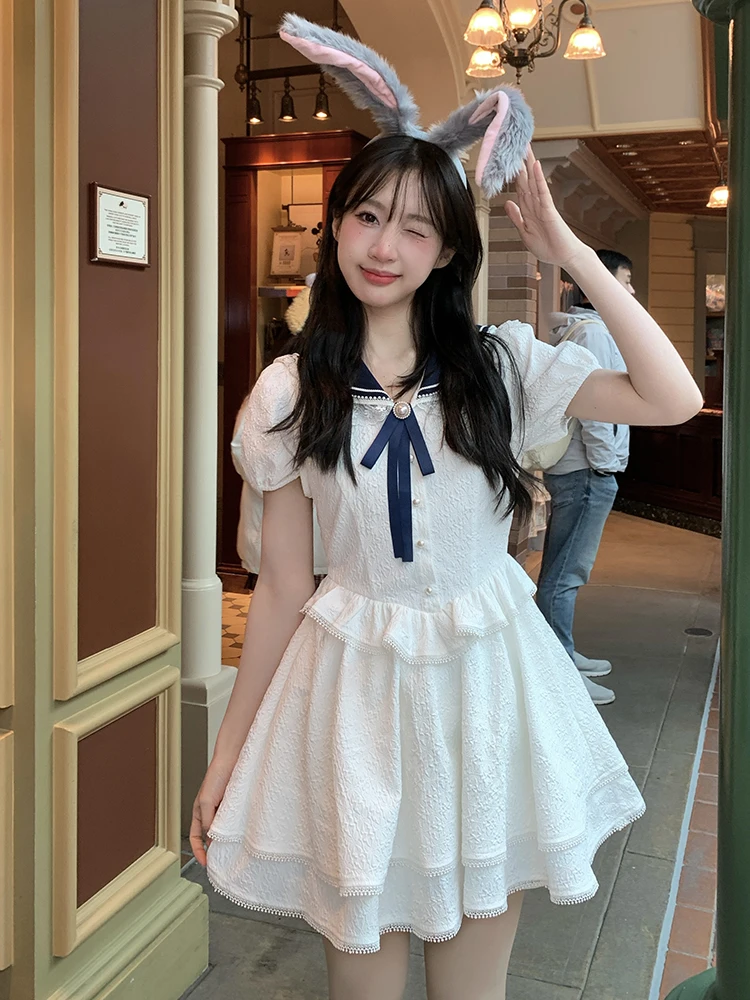 Sweet Youthful Navy Collar Bubble Sleeve Dress Tokyo Seasonal JK A-Line Skirt Cute Style High Waist Polyester Fiber Short Sleeve
Sweet Youthful Navy Collar Bubble Sleeve Dress Tokyo Seasonal JK A-Line Skirt Cute Style High Waist Polyester Fiber Short Sleeve
