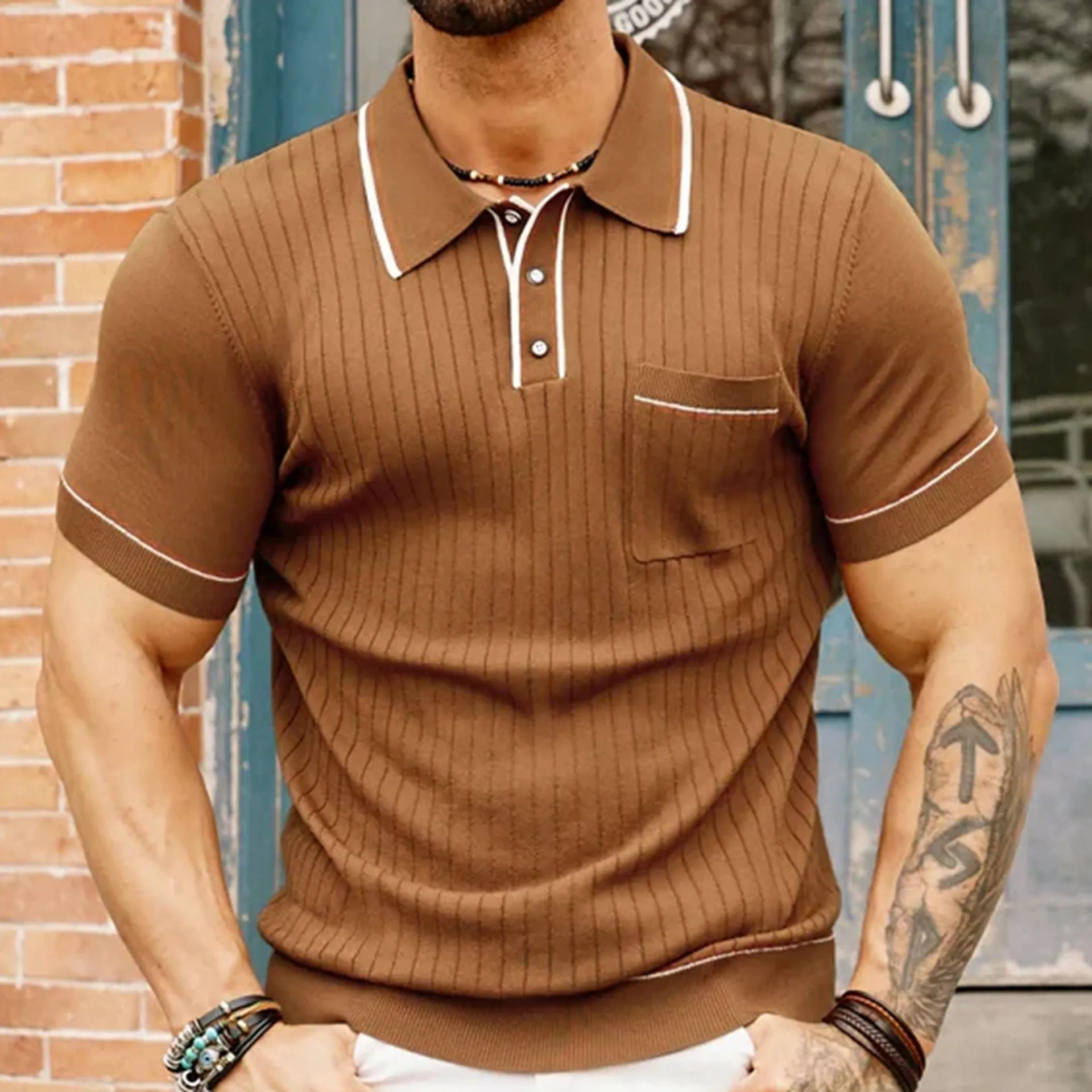 European and American men's summer new sweaters_lapel short-sleeved business polo shirts for men
European and American men's summer new sweaters_lapel short-sleeved business polo shirts for men