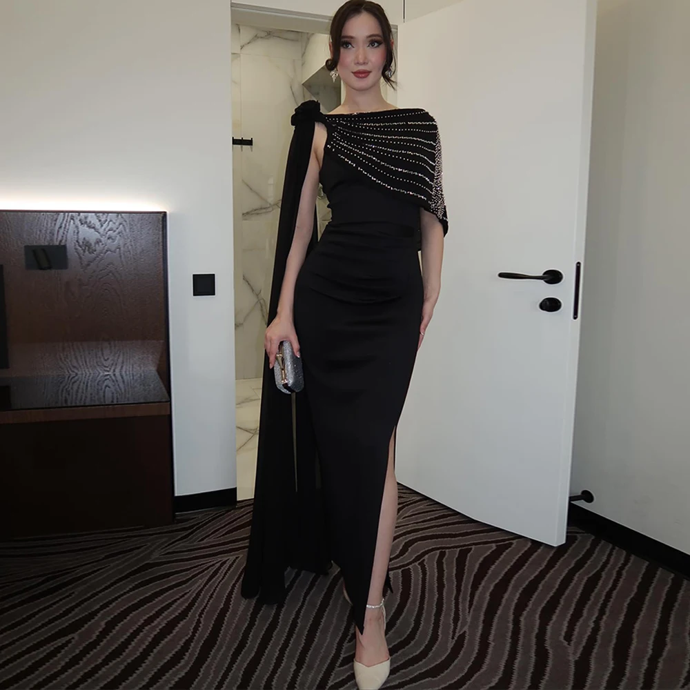 Simple Black Jersey Customized Evening Dress Soft Off the Shoulder Mermaid Prom Dresses Fashion Beading Bespoke Occasion Gowns
Simple Black Jersey Customized Evening Dress Soft Off the Shoulder Mermaid Prom Dresses Fashion Beading Bespoke Occasion Gowns