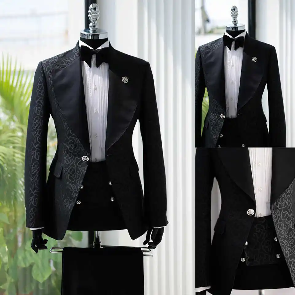 Vintage Jacquard Wedding Suits For Groom Peaked Lapel Single Breasted Tuxedos 2 Pcs Jacket Pants Evening Party Prom Customized
Vintage Jacquard Wedding Suits For Groom Peaked Lapel Single Breasted Tuxedos 2 Pcs Jacket Pants Evening Party Prom Customized