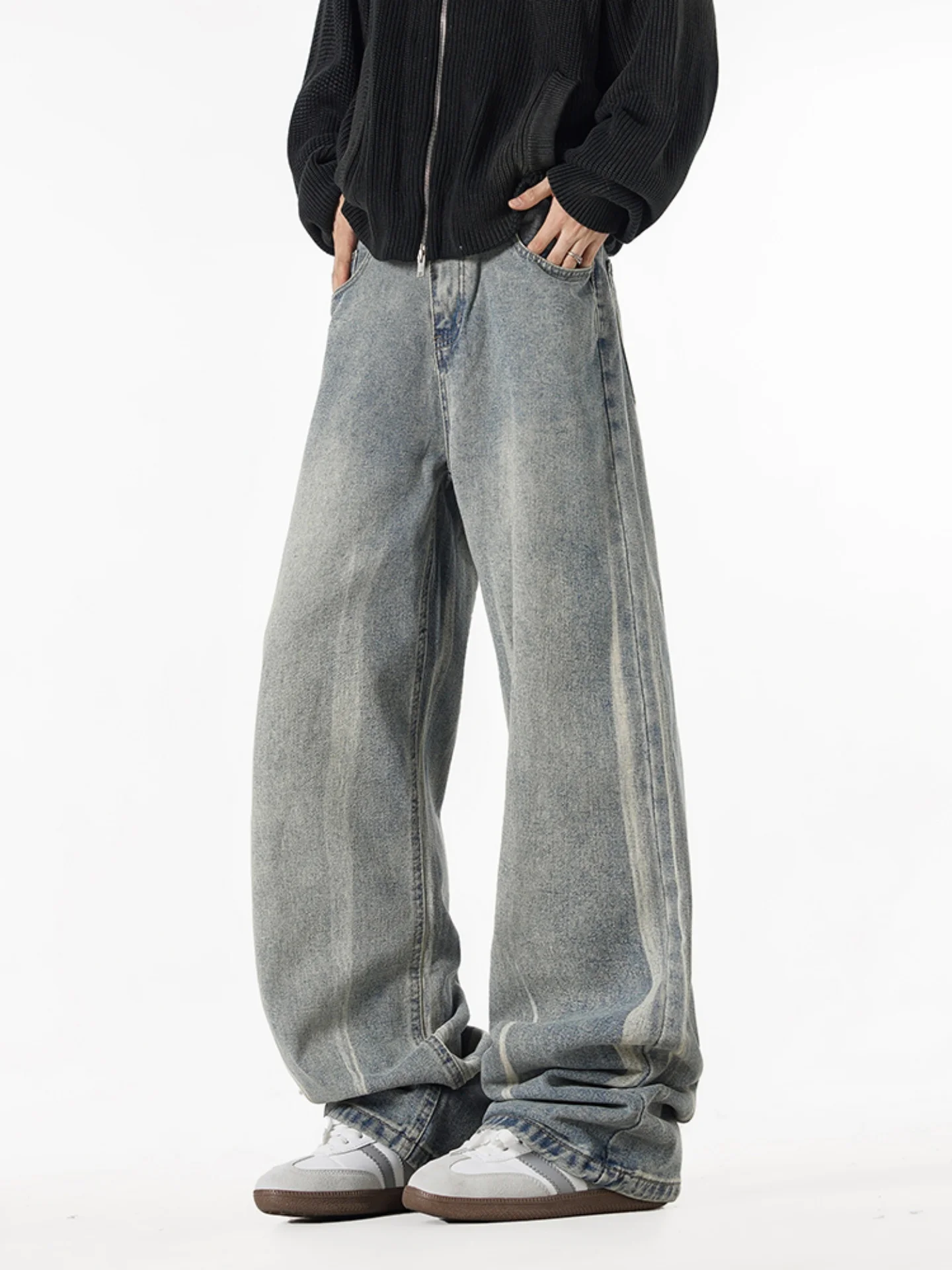 Washed Vintage Men's Wide Leg Jeans American High Street Style Autumn Loose Straight Cut Slimming Knife Bootcut Pants
Washed Vintage Men's Wide Leg Jeans American High Street Style Autumn Loose Straight Cut Slimming Knife Bootcut Pants