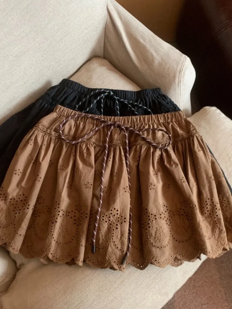 Heavy Embroidery Fluffy Half Skirt Women's Summer Caramel Color Photography Short Skirt High Waist Drawstring A-Line Skirt
Heavy Embroidery Fluffy Half Skirt Women's Summer Caramel Color Photography Short Skirt High Waist Drawstring A-Line Skirt