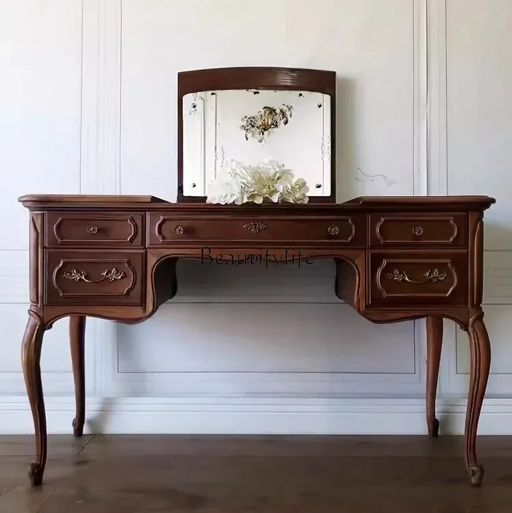 yj5French solid wood dresser with mirror European engraving old retro light luxury makeup table neoclassical
yj5French solid wood dresser with mirror European engraving old retro light luxury makeup table neoclassical