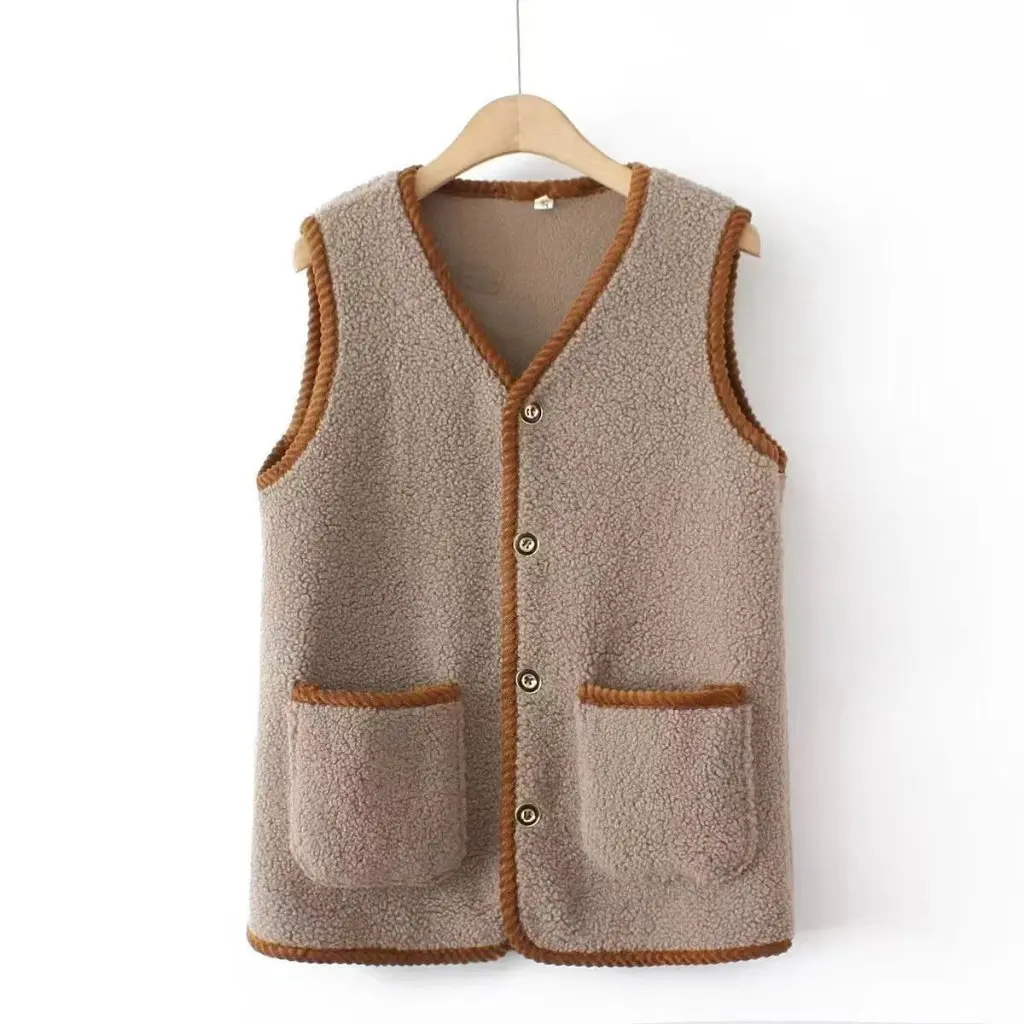 Korean Style Lamb Plush Vest Fashion Autumn Outerwear Loose Fit Horse Clip Design All-Match Women's Upperwear 
Korean Style Lamb Plush Vest Fashion Autumn Outerwear Loose Fit Horse Clip Design All-Match Women's Upperwear