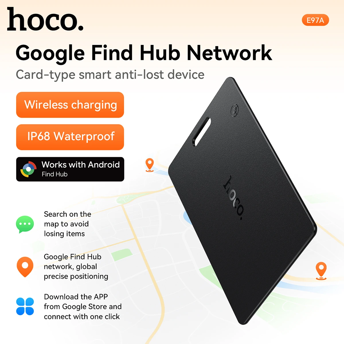 HOCO E97A Ultra thin Global GPS Android Tracker Card Wireless Charging Waterproof Smart Wallet Tracker Card with Google Find My
HOCO E97A Ultra thin Global GPS Android Tracker Card Wireless Charging Waterproof Smart Wallet Tracker Card with Google Find My