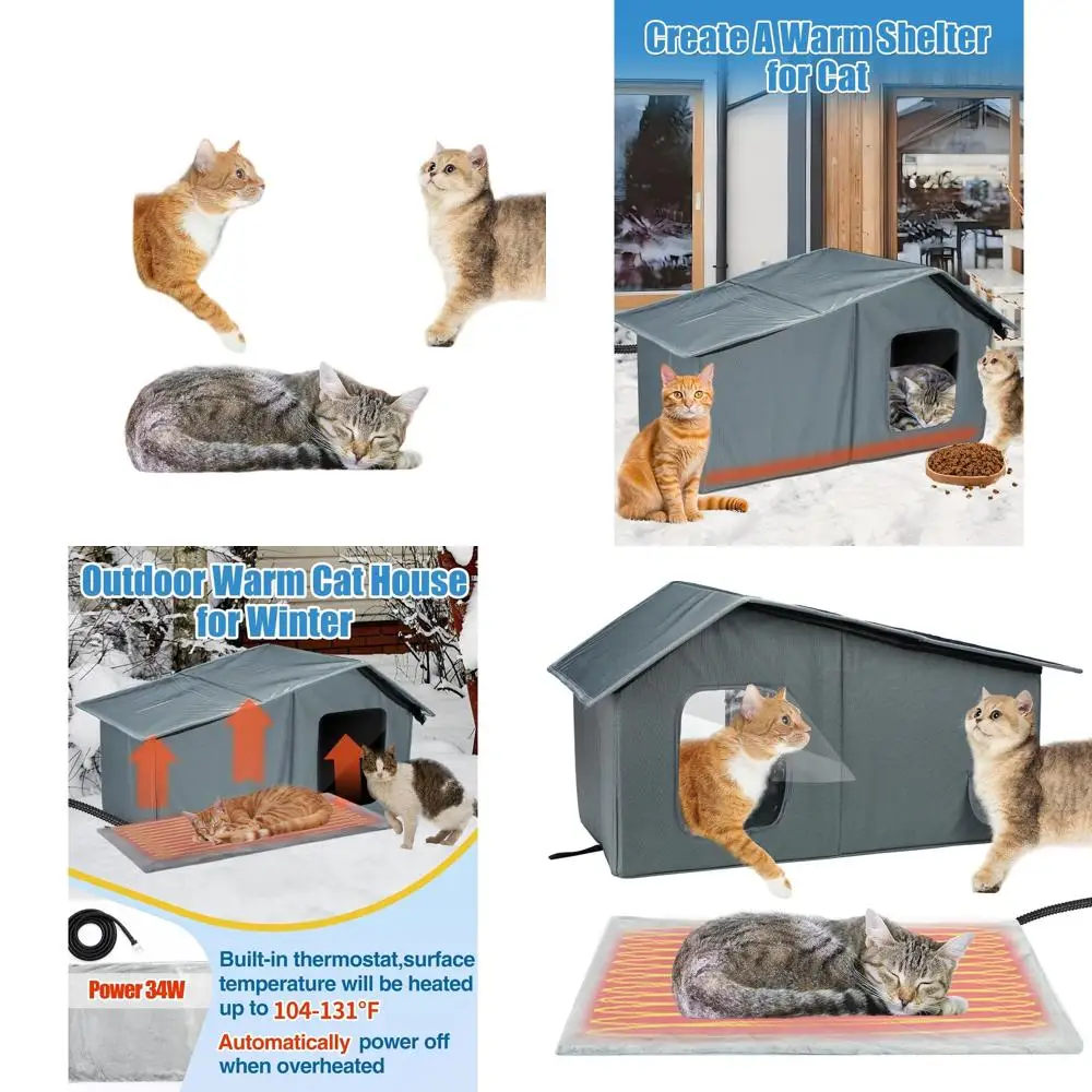 Large Insulated Outdoor Cat Shelter with Thermostatic Heating Pad and Escape Door for 2-3 Cats in Winter
Large Insulated Outdoor Cat Shelter with Thermostatic Heating Pad and Escape Door for 2-3 Cats in Winter