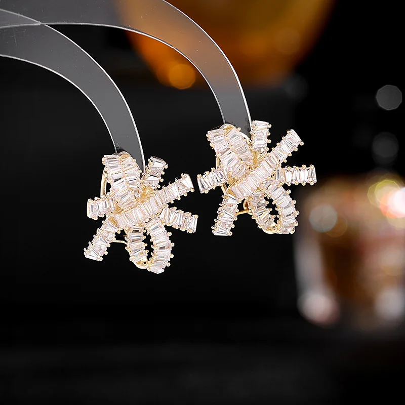 S925 Silver Needle Super Sparkling Zircon Inlaid for Women, Light Luxury Style, High-End Feel, Wedding Earrings, Ribbon
S925 Silver Needle Super Sparkling Zircon Inlaid for Women, Light Luxury Style, High-End Feel, Wedding Earrings, Ribbon