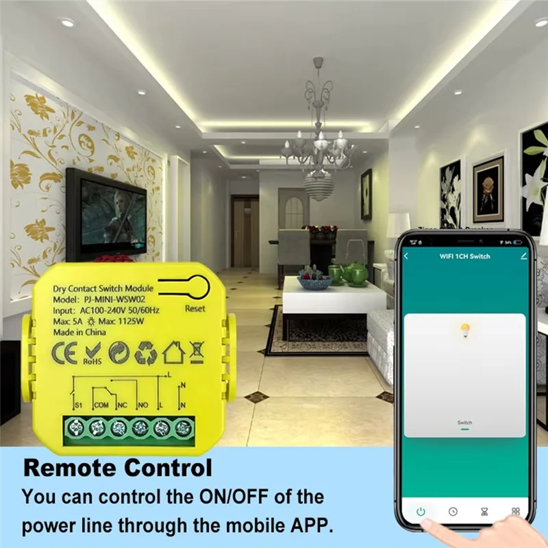 Модуль релейного переключателя с сухим контактом Wi-Fi Tuya Smart Life 5A DC12V 24V AC100-240V Приложение Дистанционное управление таймером
Модуль релейного переключателя с сухим контактом Wi-Fi Tuya Smart Life 5A DC12V 24V AC100-240V Приложение Дистанционное управление таймером