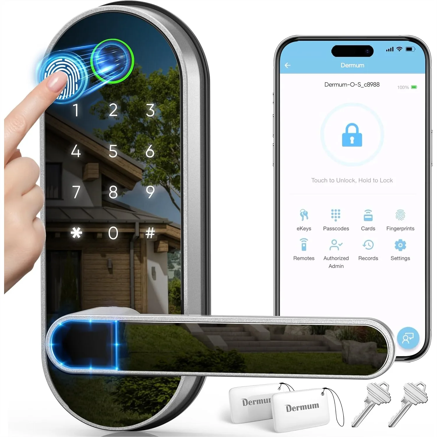 Keyless Entry Fingerprint Smart Lock with Handle & Keypad - 5-in-1 Electronic Deadbolt for Front, Interior & Bedroom Door, App
Keyless Entry Fingerprint Smart Lock with Handle & Keypad - 5-in-1 Electronic Deadbolt for Front, Interior & Bedroom Door, App