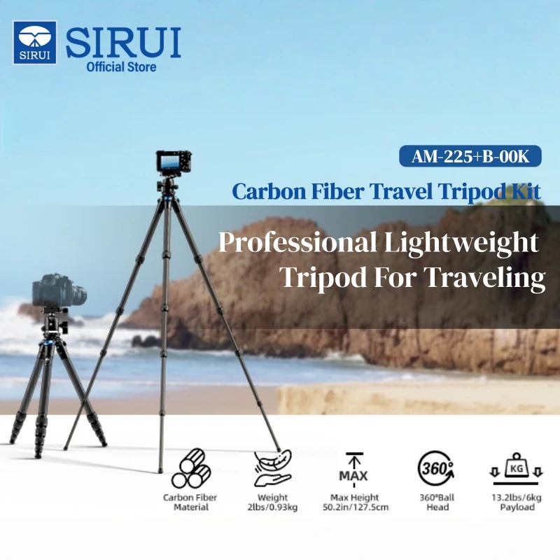 SIRUI Carbon Fiber Tripod: Lightweight Travel Tripod for DSLR Cameras with 360° Panoramic B-00K Ball Head, Max Load 6KG
SIRUI Carbon Fiber Tripod: Lightweight Travel Tripod for DSLR Cameras with 360° Panoramic B-00K Ball Head, Max Load 6KG