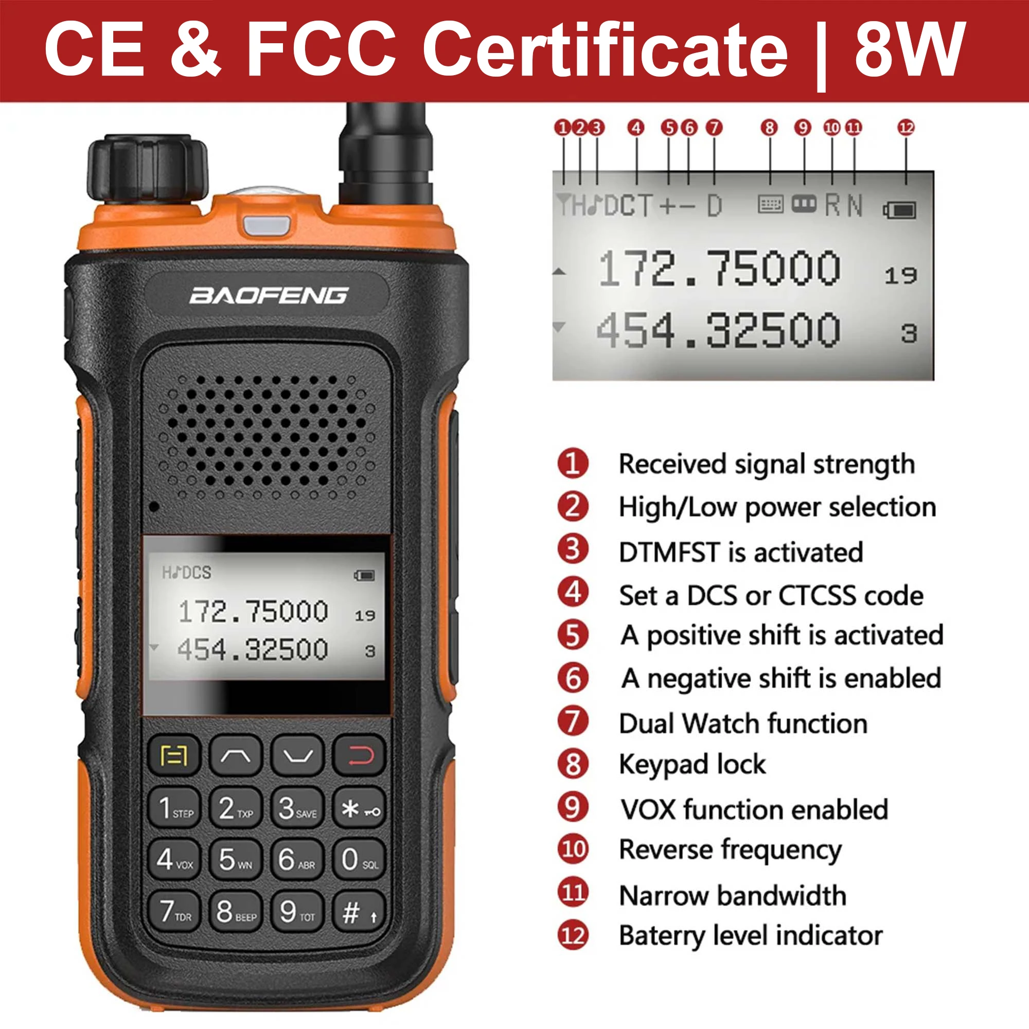 Original Baofeng UV-10R 8W UV Multi Band Manual Ham FM Two Way Radio Transmitter VOX Handsfree Type C Double PTT Walkie Talkie
Original Baofeng UV-10R 8W UV Multi Band Manual Ham FM Two Way Radio Transmitter VOX Handsfree Type C Double PTT Walkie Talkie