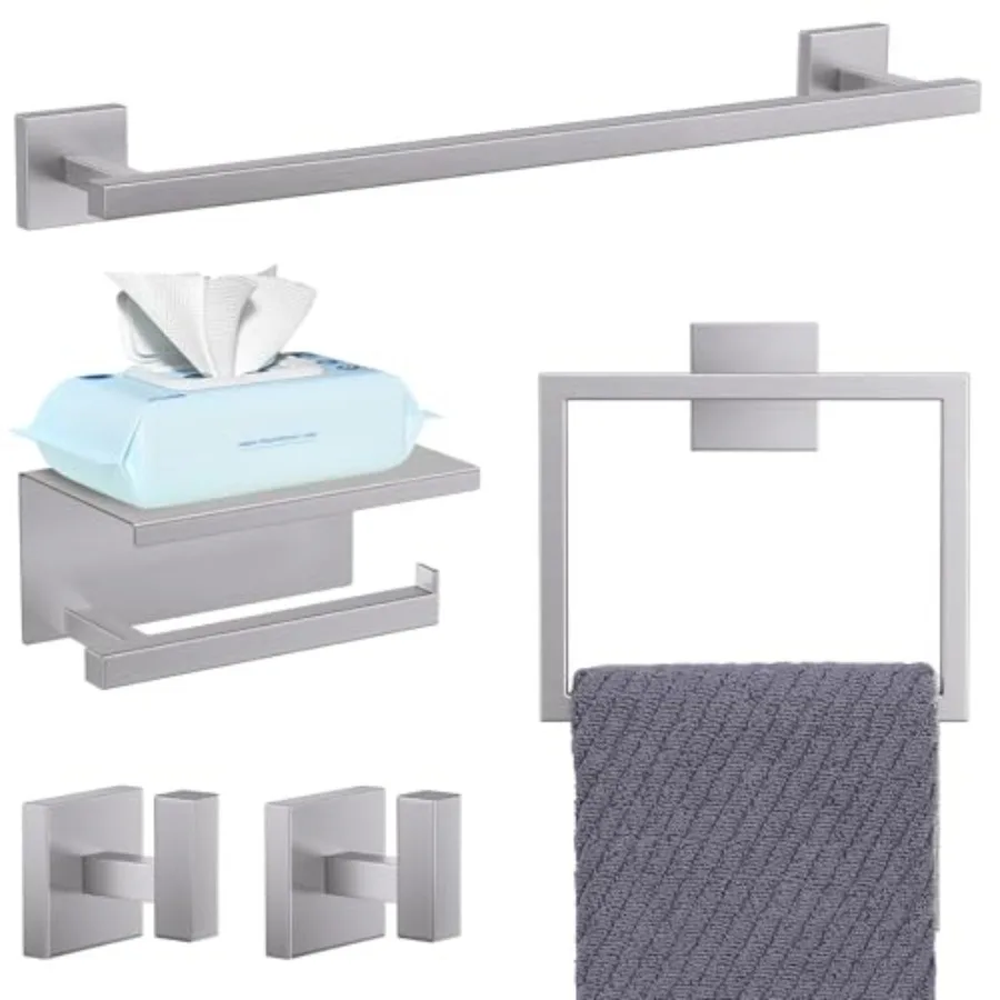 5-Pieces Bathroom Hardware Accessories Set Towel Bar Set Upgraded Toilet Paper Holder with Shelf Stainless Steel Wall-Mounted B
5-Pieces Bathroom Hardware Accessories Set Towel Bar Set Upgraded Toilet Paper Holder with Shelf Stainless Steel Wall-Mounted B