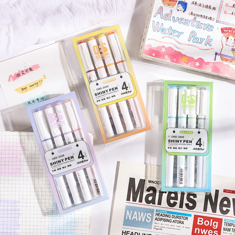 4 Color Glitter Color Shiny Pens Set Bling Sparkling Highlighter Marker Brush For Drawing Painting Art School Metallic Glitter
4 Color Glitter Color Shiny Pens Set Bling Sparkling Highlighter Marker Brush For Drawing Painting Art School Metallic Glitter