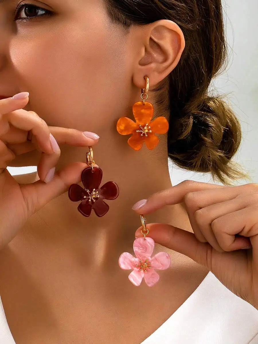 Retro Acetate Flower Drop Earrings For Women Daily Wear
Retro Acetate Flower Drop Earrings For Women Daily Wear