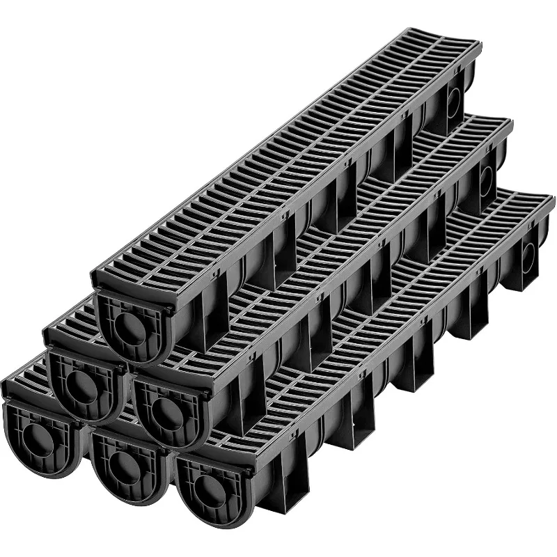 VEVOR Trench Drain System with Plastic Grate, 5.9x5.1-Inch HDPE Channel Drainage for Garden, Driveway - 6 Pack
VEVOR Trench Drain System with Plastic Grate, 5.9x5.1-Inch HDPE Channel Drainage for Garden, Driveway - 6 Pack