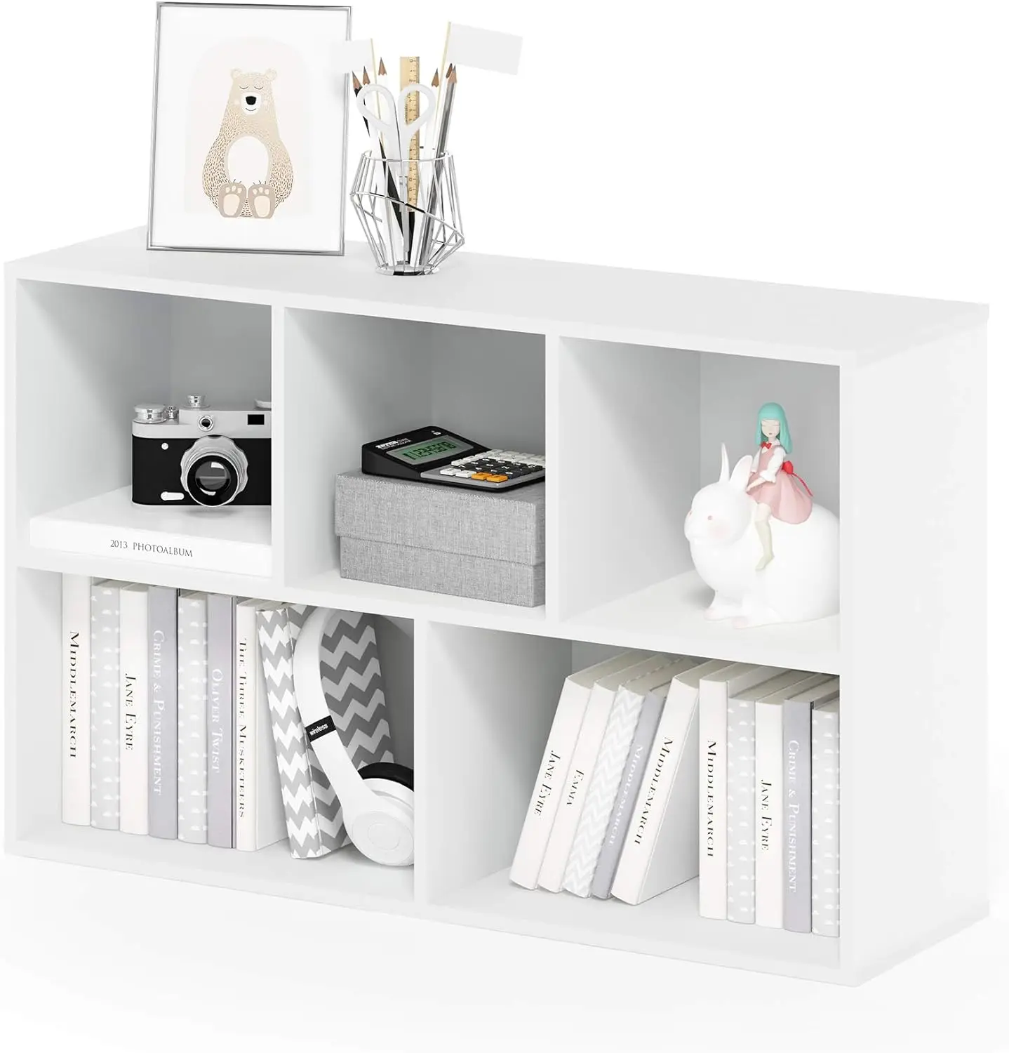 LUDER Book Shelf, 5-Cube Bookshelf, Reversible Bookcase, 9.4 x 19.5 x 31.5, for Living Room, Bedroom, Home Office, White
LUDER Book Shelf, 5-Cube Bookshelf, Reversible Bookcase, 9.4 x 19.5 x 31.5, for Living Room, Bedroom, Home Office, White