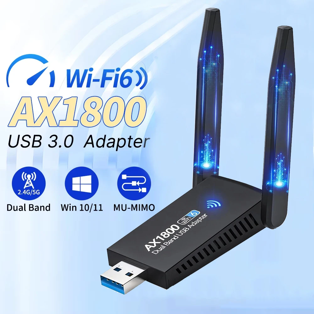 1800 Мбит/с Wi-Fi 6 USB-адаптер, двухдиапазонный беспроводной Wi-Fi-приемник 2,4G/5Ghz, сетевая карта USB 3.0 Dongle для портативных ПК Win 10/11
1800 Мбит/с Wi-Fi 6 USB-адаптер, двухдиапазонный беспроводной Wi-Fi-приемник 2,4G/5Ghz, сетевая карта USB 3.0 Dongle для портативных ПК Win 10/11