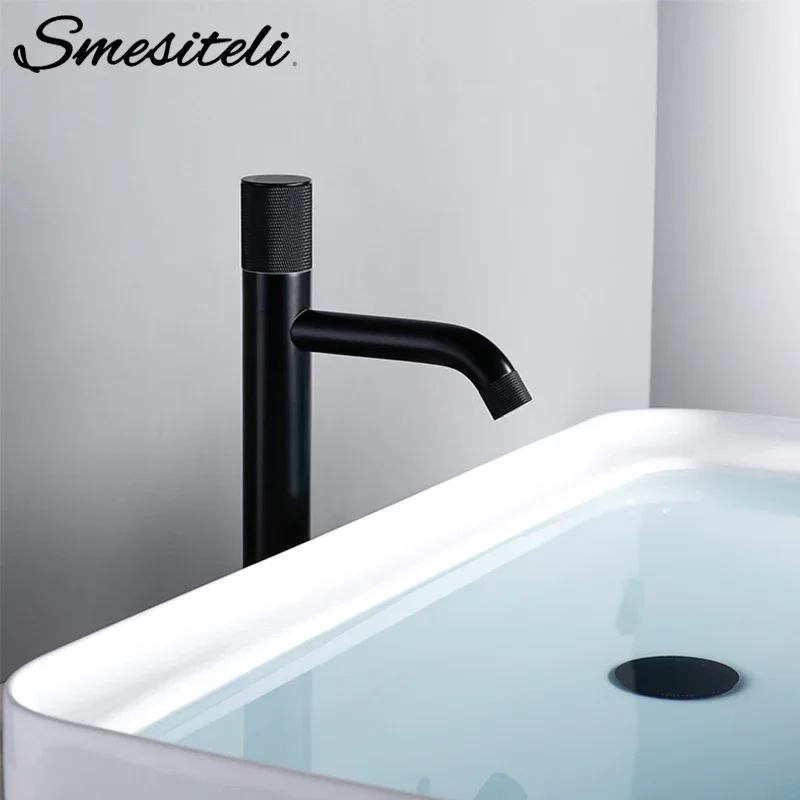 Smesiteli Basin Faucet Matte Black Brass Hot And Cold Mixer Tap Bathroom Knurling Design Single Handle Sink Faucet
Smesiteli Basin Faucet Matte Black Brass Hot And Cold Mixer Tap Bathroom Knurling Design Single Handle Sink Faucet