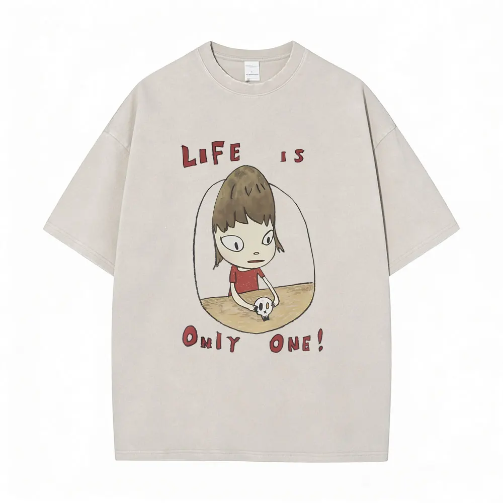 Washed Vintage Yoshitomo Nara Life Is Only One T-shirt Men Women Casual Cotton Tee Shirt Unisex Fashion Humor Oversized T Shirts
Washed Vintage Yoshitomo Nara Life Is Only One T-shirt Men Women Casual Cotton Tee Shirt Unisex Fashion Humor Oversized T Shirts