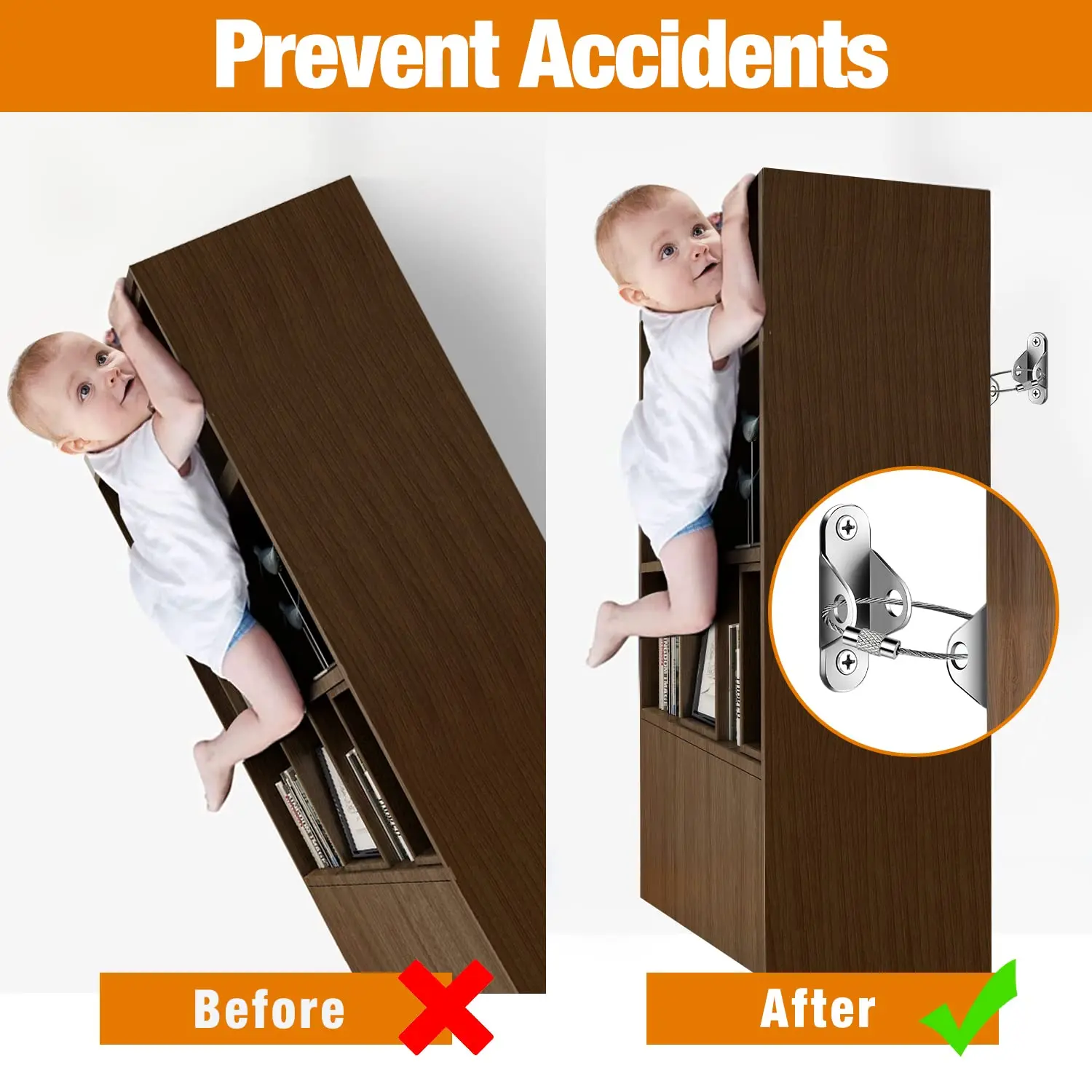 Used for baby protection, securely fix one set of furniture fixators to the wall to prevent tipping furniture fixators,
Used for baby protection, securely fix one set of furniture fixators to the wall to prevent tipping furniture fixators,