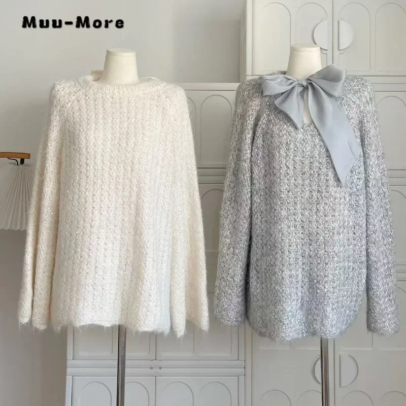 Sweet Knitting Long Sleeve Casual Loose Pullovers 2024 Winter Women's Luxury Jumpers V-Neck Ladies Bow Decoration Sweater
Sweet Knitting Long Sleeve Casual Loose Pullovers 2024 Winter Women's Luxury Jumpers V-Neck Ladies Bow Decoration Sweater