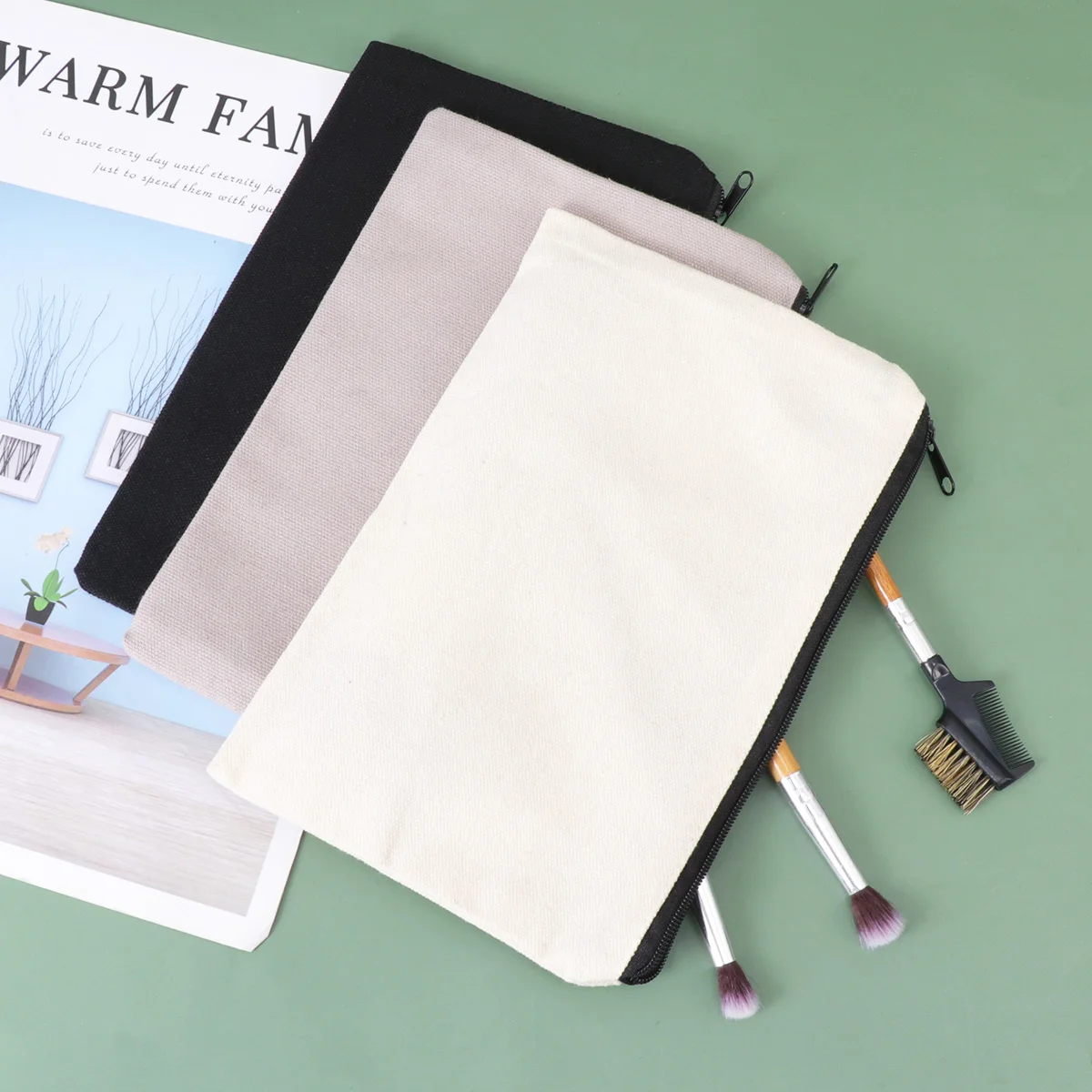 12Pcs Canvas Zipper Pencil Bags Multifunctional Portable Makeup Cosmetics Storage Pouch Set Black Beige Grey Pencil Case 
12Pcs Canvas Zipper Pencil Bags Multifunctional Portable Makeup Cosmetics Storage Pouch Set Black Beige Grey Pencil Case