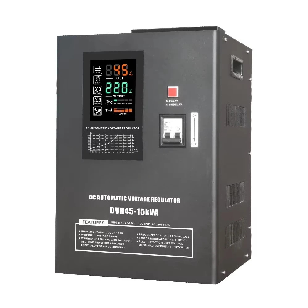 Electronic Regulator 15KVA Single Phase AC Voltage Stabilizer 220v AVR SVC Digital Display Factory Directly for House Appliances
Electronic Regulator 15KVA Single Phase AC Voltage Stabilizer 220v AVR SVC Digital Display Factory Directly for House Appliances