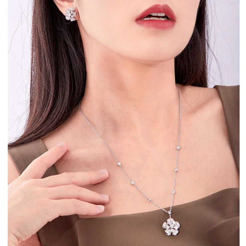 Designer Collection Style Necklace Earrings 925 Sterling Silver Inlay Cubic Zircon Skirt Fan-Shaped Pendant Fine Jewelry Sets
Designer Collection Style Necklace Earrings 925 Sterling Silver Inlay Cubic Zircon Skirt Fan-Shaped Pendant Fine Jewelry Sets