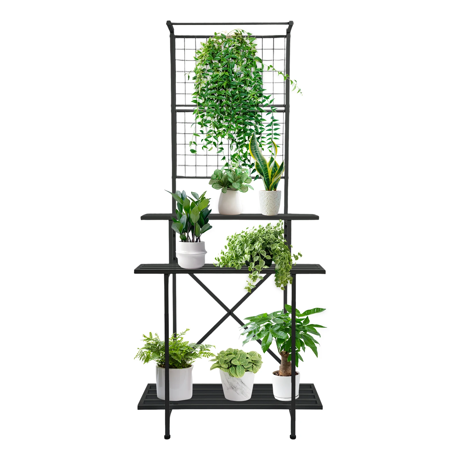 Heavy Duty 3-Tier Plant Stand, 220lb Capacity Steel Flower Rack, Tall Indoor Display Shelf with Hanging Rod for Living Room Balcony, Black
Heavy Duty 3-Tier Plant Stand, 220lb Capacity Steel Flower Rack, Tall Indoor Display Shelf with Hanging Rod for Living Room Balcony, Black
