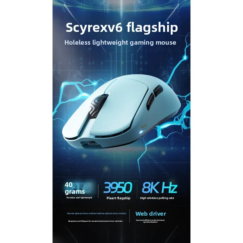 Scyrox V6 Holeless Wireless Gaming Mouse, Small/Medium Claw Grip, 3950 8K
Scyrox V6 Holeless Wireless Gaming Mouse, Small/Medium Claw Grip, 3950 8K