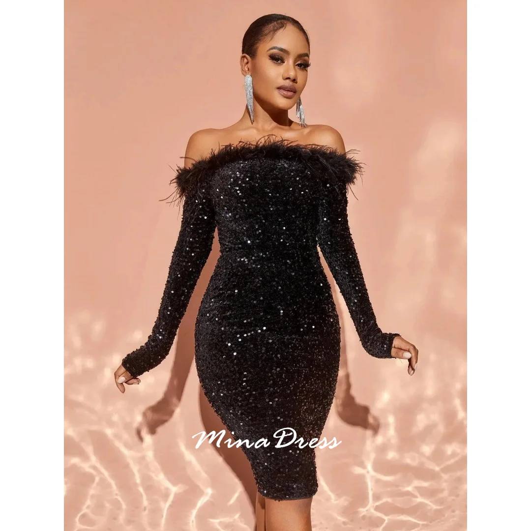 Mina Short Style Evening Dress Luxury Elegant Party Dress One-length ShoulderCustomized Backless Feather Long Sleeves Sequins
Mina Short Style Evening Dress Luxury Elegant Party Dress One-length ShoulderCustomized Backless Feather Long Sleeves Sequins