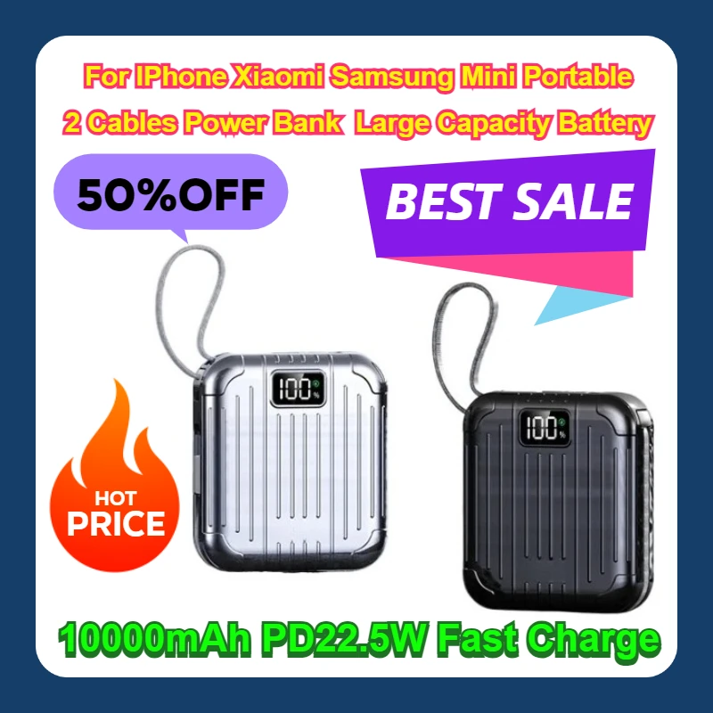 10000mAh PD22.5W Fast Charge For IPhone Xiaomi Samsung Mini Portable 2 Cables Power Bank Large Capacity Battery
10000mAh PD22.5W Fast Charge For IPhone Xiaomi Samsung Mini Portable 2 Cables Power Bank Large Capacity Battery