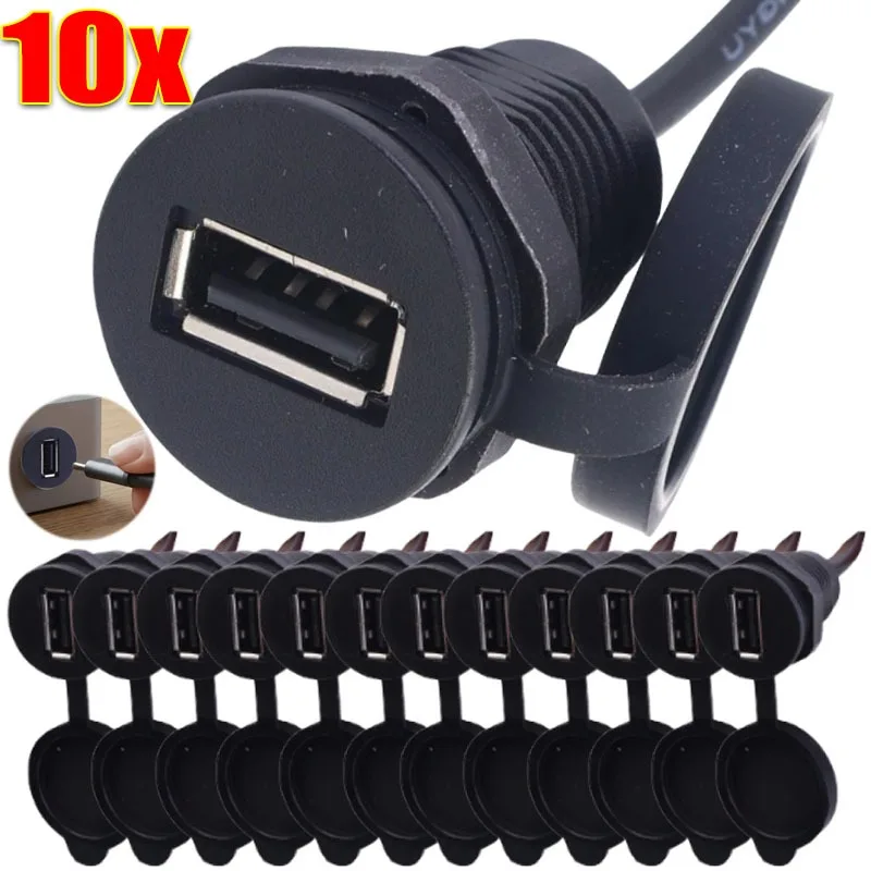 Waterproof USB Female Connector with Locking Thread Durable PVC Connector 2-Pin/4-Pin Cable Terminals Versatile Applications