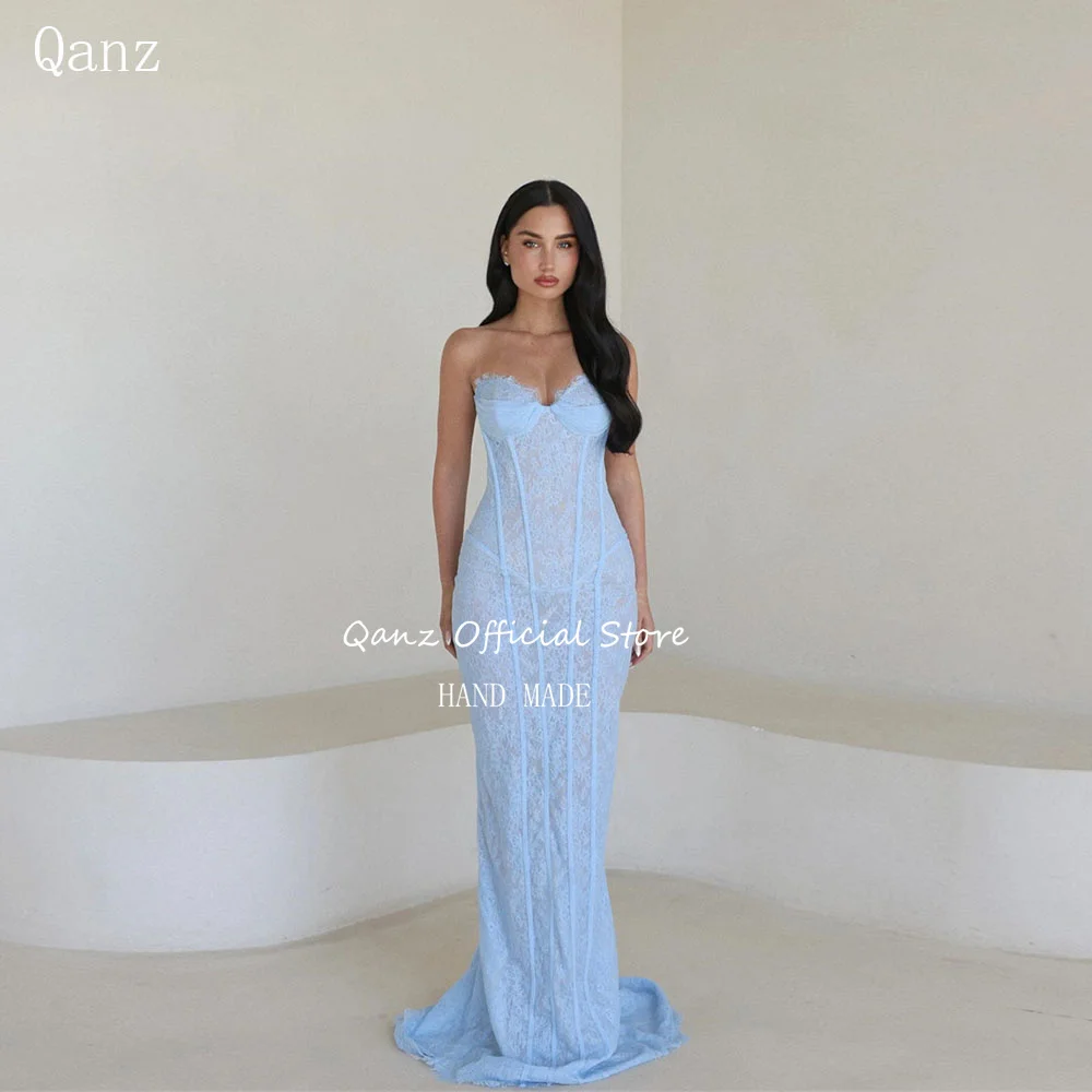 Qanz Sky Blue Lace Evening Dresses Mermaid Sweetheart Women's Wedding Party Attire Vestidos De Fiesta Elegantes Customized
Qanz Sky Blue Lace Evening Dresses Mermaid Sweetheart Women's Wedding Party Attire Vestidos De Fiesta Elegantes Customized