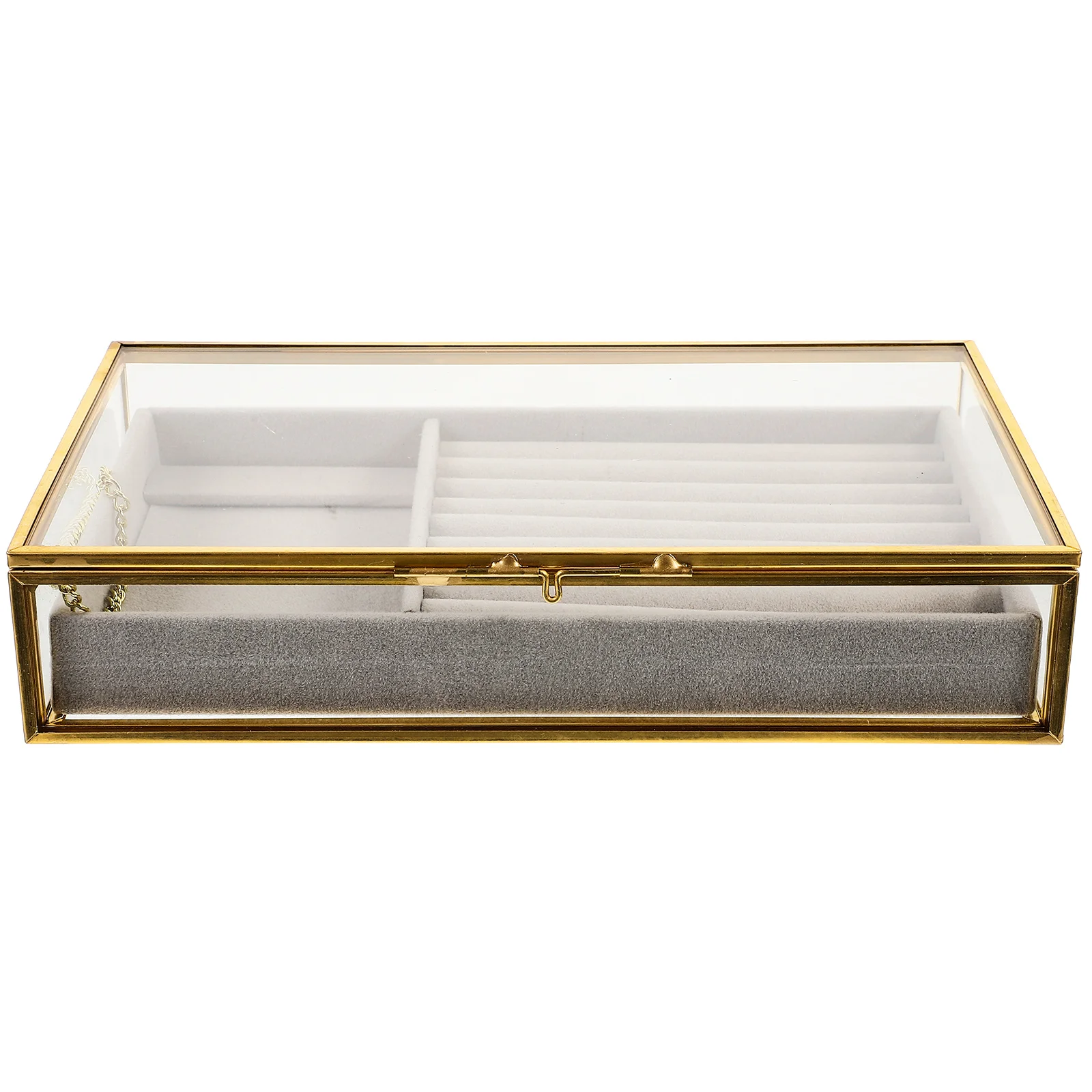 Glass Jewelry Box Exquisite Organizer Ring Golden Frame Holder Alloy Earring Container
Glass Jewelry Box Exquisite Organizer Ring Golden Frame Holder Alloy Earring Container