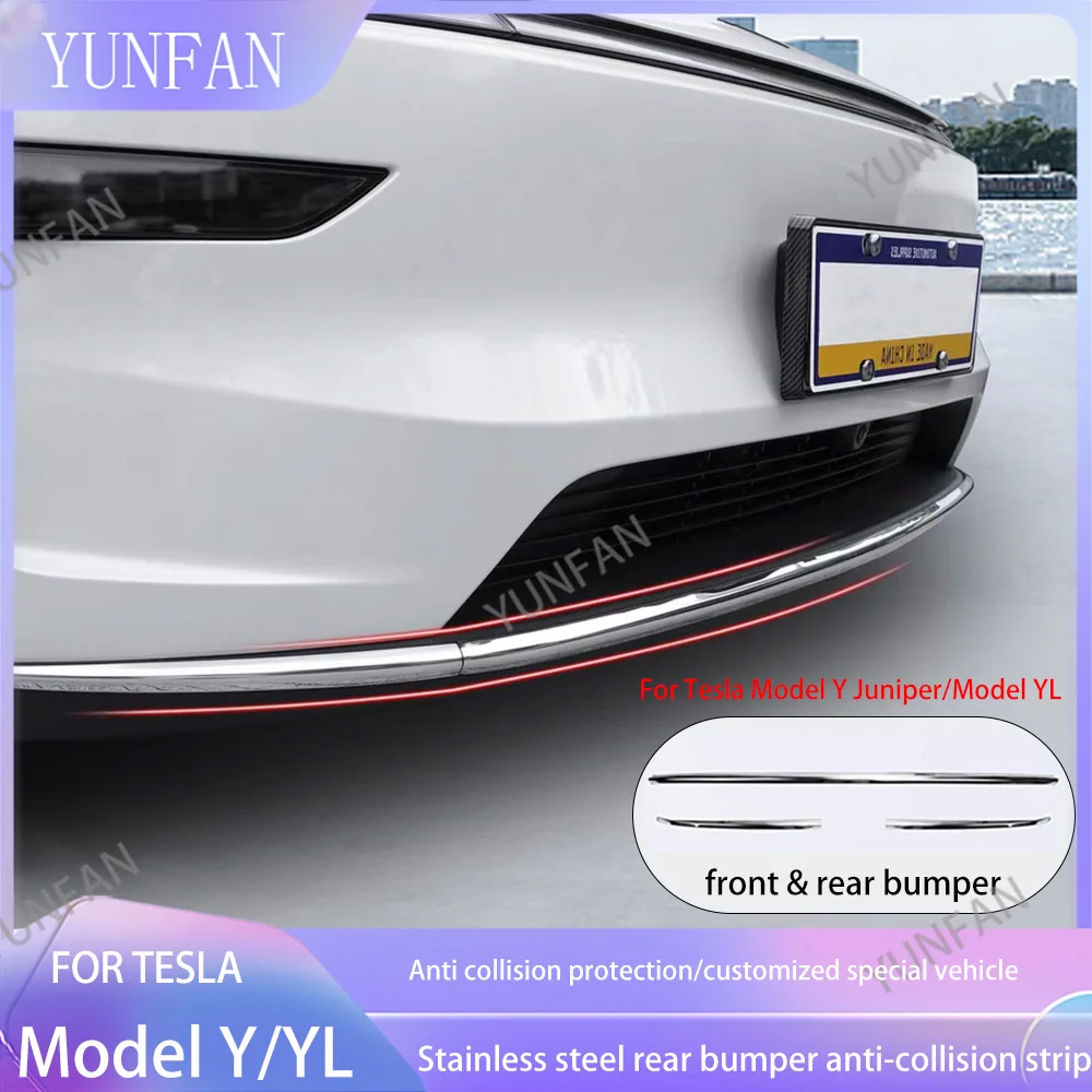 Stainless Steel Anti-Collision Bumper Trim Strip Front Rear Bumper Protector Accessories for Tesla Model Y YL Juniper 2025 2026
Stainless Steel Anti-Collision Bumper Trim Strip Front Rear Bumper Protector Accessories for Tesla Model Y YL Juniper 2025 2026