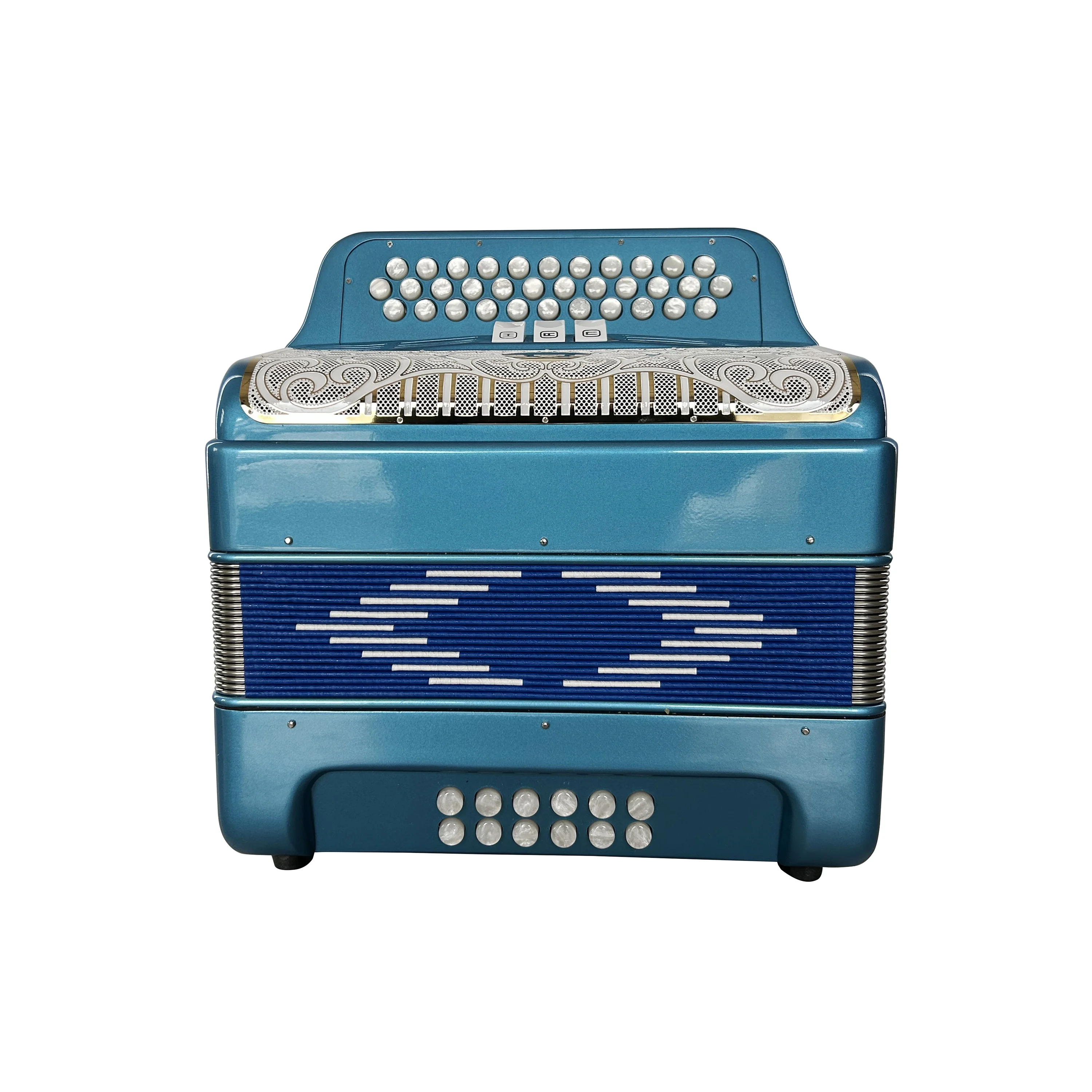 SEASOUND 34 Buttons 12 Bass 3 Registers Light Blue Accordion Instrument White Gold Grill White Buttons Acordeon Musical JB3412C
SEASOUND 34 Buttons 12 Bass 3 Registers Light Blue Accordion Instrument White Gold Grill White Buttons Acordeon Musical JB3412C