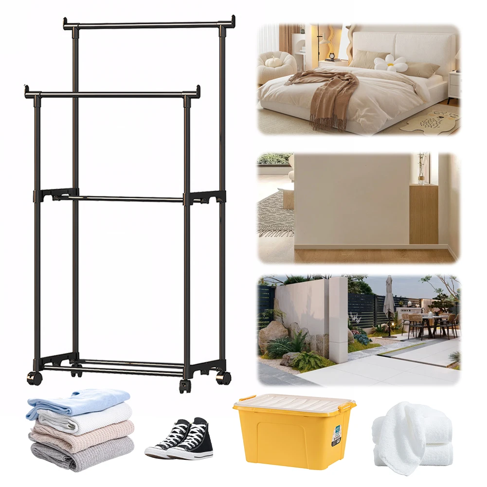Double Rods Garment Rack Portable Clothes Organizer Multifunctional Clothes Hanging Rack for Laundry Room Clothing Store
Double Rods Garment Rack Portable Clothes Organizer Multifunctional Clothes Hanging Rack for Laundry Room Clothing Store