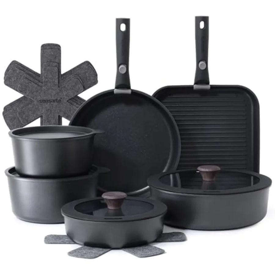 17 Pcs Pots and Pans Set, Nonstick Detachable Handle Cookware Set, Induction Kitchen Cookware Set with Removable Handle, Health
17 Pcs Pots and Pans Set, Nonstick Detachable Handle Cookware Set, Induction Kitchen Cookware Set with Removable Handle, Health