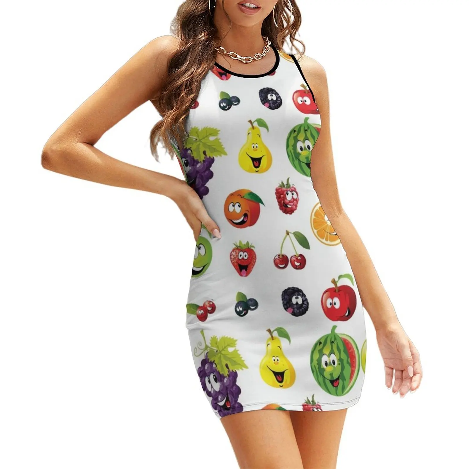 Colored funny Fruits with face Sleeveless Sundress sexy dress elegant women's sets
Colored funny Fruits with face Sleeveless Sundress sexy dress elegant women's sets