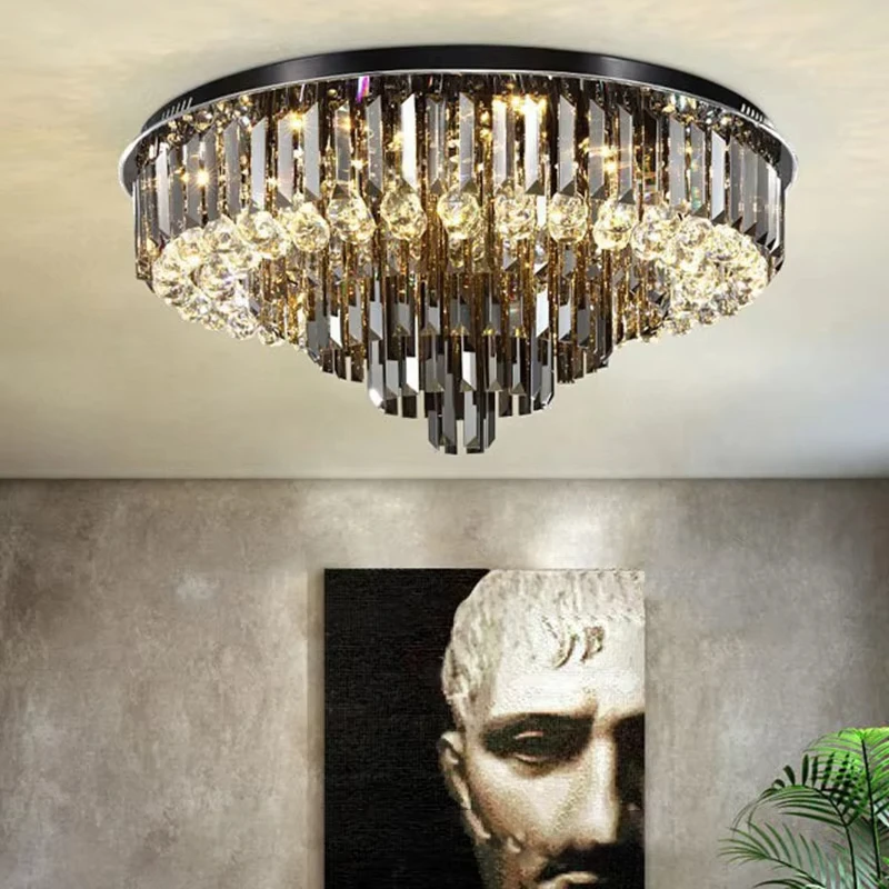 Luxury Crystal Round Ceiling Lamps Gray LED Hanging Light Lampara De Techo Home Decor Designer Modern Led for Living Room
Luxury Crystal Round Ceiling Lamps Gray LED Hanging Light Lampara De Techo Home Decor Designer Modern Led for Living Room