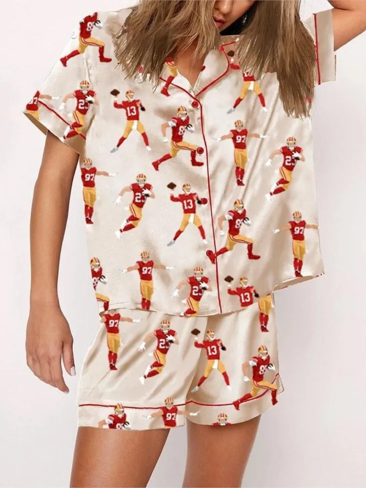 2025 Women's Fashion Two Piece Set For Summer Outfits Printed Short Sleeve Shirt Top Shorts Set Homewear Casual Sets Streetwear
2025 Women's Fashion Two Piece Set For Summer Outfits Printed Short Sleeve Shirt Top Shorts Set Homewear Casual Sets Streetwear