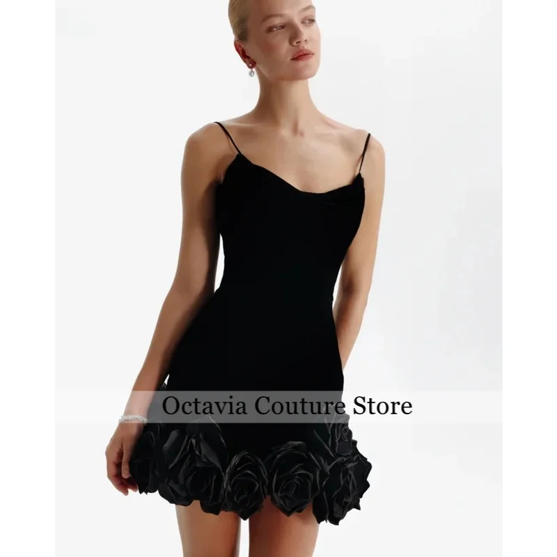 Black Spaghetti Strap Heart Neck Velvet Customized Formal Evening Mini Dress 3D Rose vestidos de gala Elegant Prom Dress
Black Spaghetti Strap Heart Neck Velvet Customized Formal Evening Mini Dress 3D Rose vestidos de gala Elegant Prom Dress