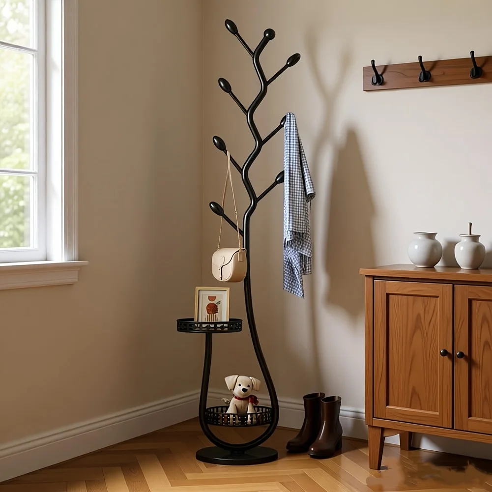 Metal Coat Rack Carbon Steel Coat Tree 8 Hooks Space Saving Storage Shelf with 2 Storage Tray Clothes Hanging Organizer Multi
Metal Coat Rack Carbon Steel Coat Tree 8 Hooks Space Saving Storage Shelf with 2 Storage Tray Clothes Hanging Organizer Multi