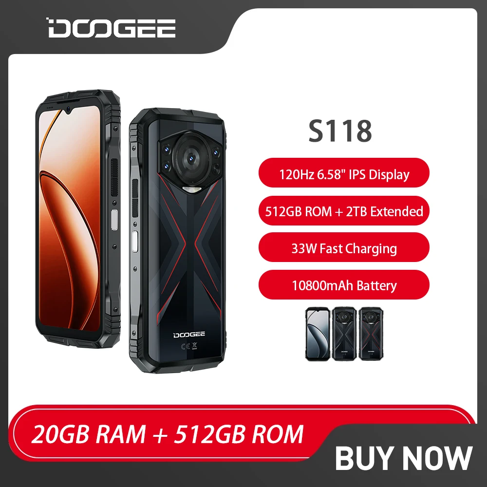 Global Version DOOGEE S118 Rugged Smartphone Android 14 10800mAh Mobile Phone 8GB 512GB 33W Fast Charging 50MP 4G Cellphone NFC
Global Version DOOGEE S118 Rugged Smartphone Android 14 10800mAh Mobile Phone 8GB 512GB 33W Fast Charging 50MP 4G Cellphone NFC
